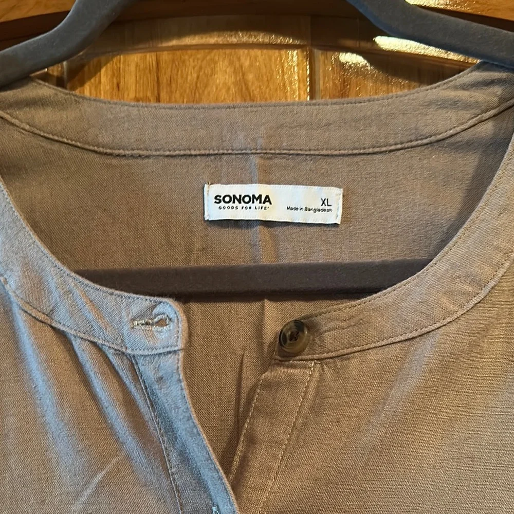 Sonoma Tan Buttoned Tie Front Mini Dress - Picture 5 of 7